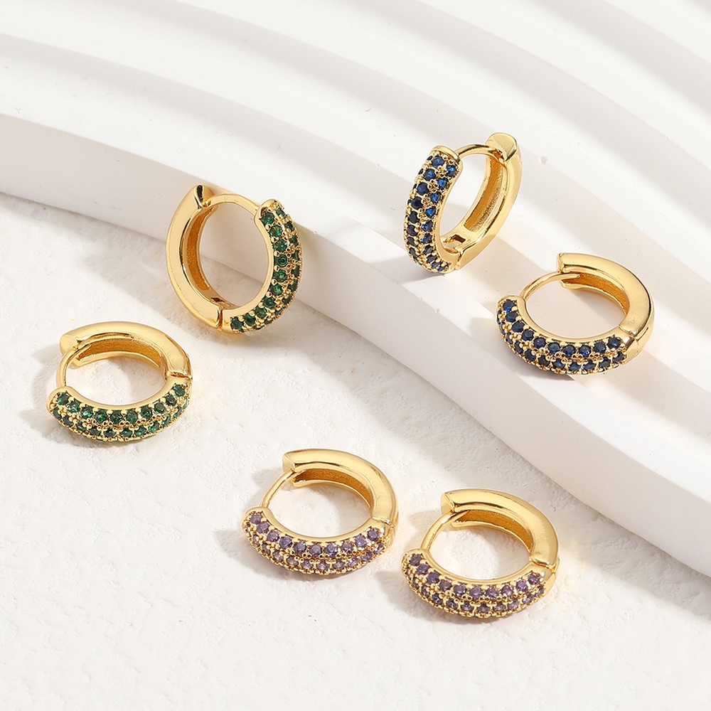 Small Round Cooper Gold Plated Elegant Earrings with Zircon